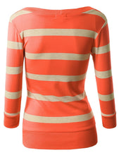 3/4 SLEEVE STRIPED CARDIGAN